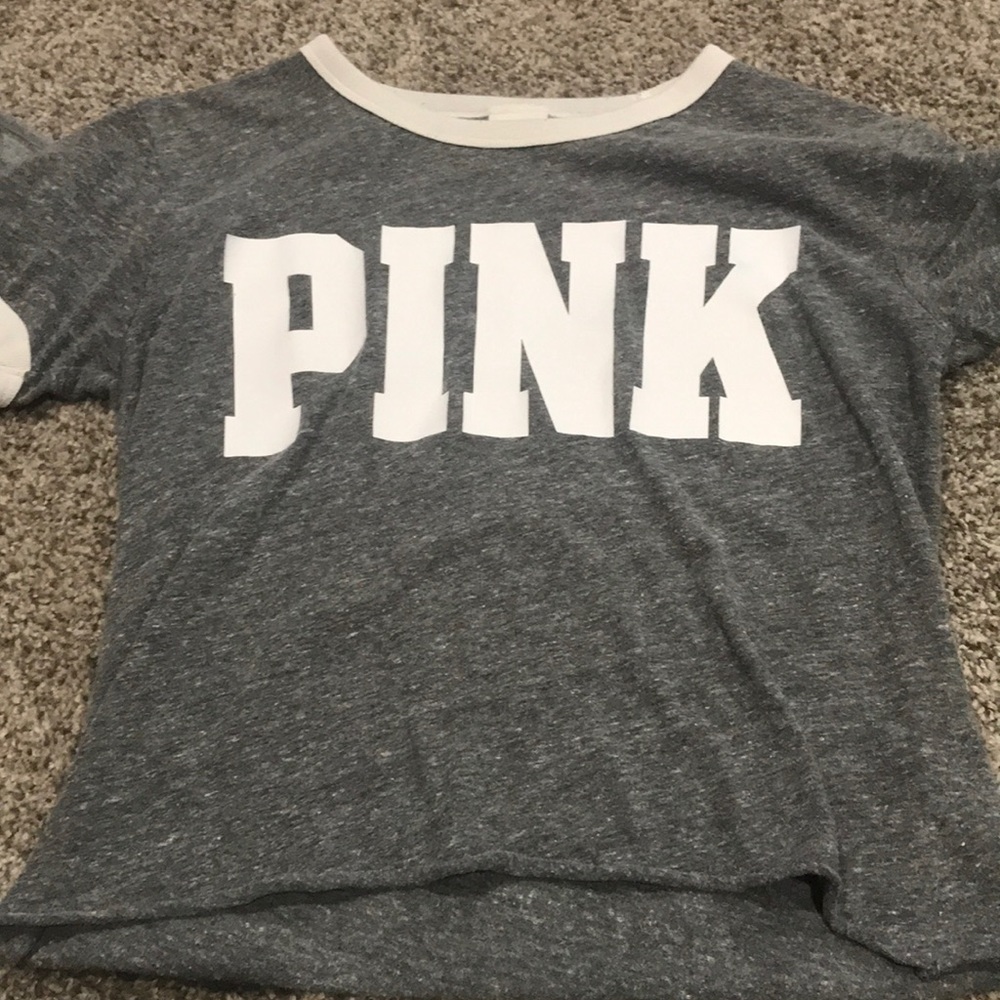 pink big letter crop top